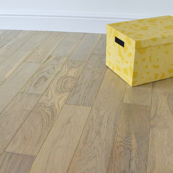 Leadon Solid Light Grey Oak Brushed & Lacquered 110mm x 18mm Wood Flooring