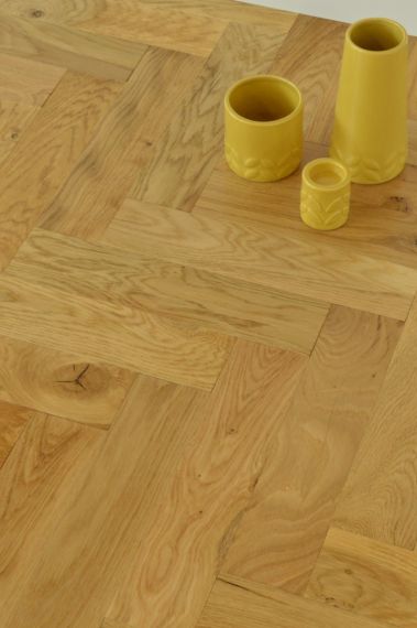 Quin Engineered Natural Oak Lacquered 90mm x 15/4mm Parquet Wood Flooring