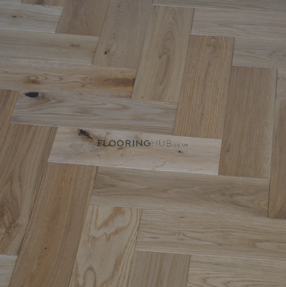 Stour Solid Natural Oak Lacquered 90mm x 18mm Parquet Wood Flooring