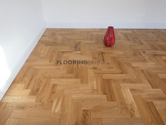 Shibden Solid Natural Oak Brushed and Matt Lacquered 70mm x 18mm Parquet Wood Flooring